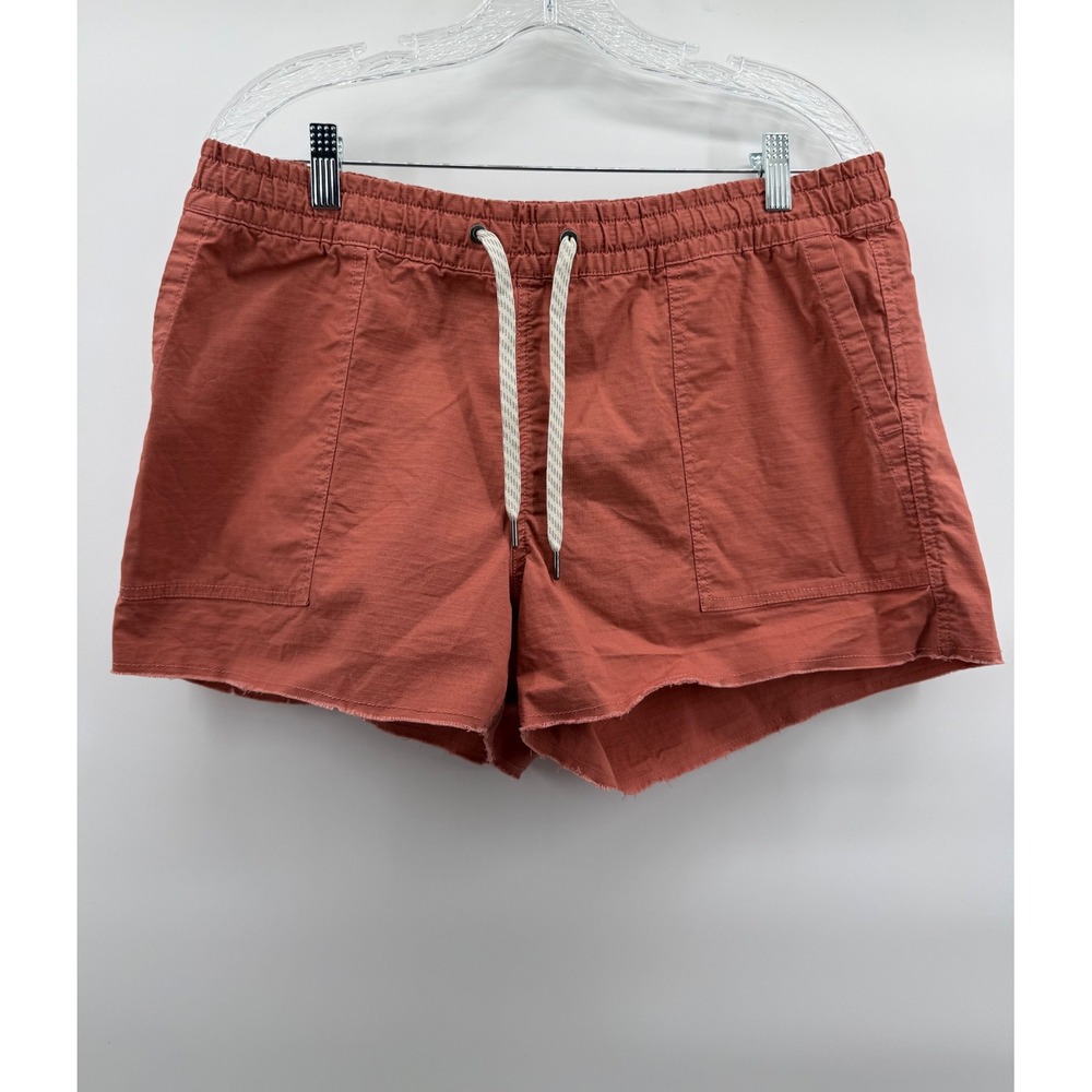 Vuori Ripstop Shorts Burnt Orange Organic Cotton Raw Hem Womens Large Gorpcore